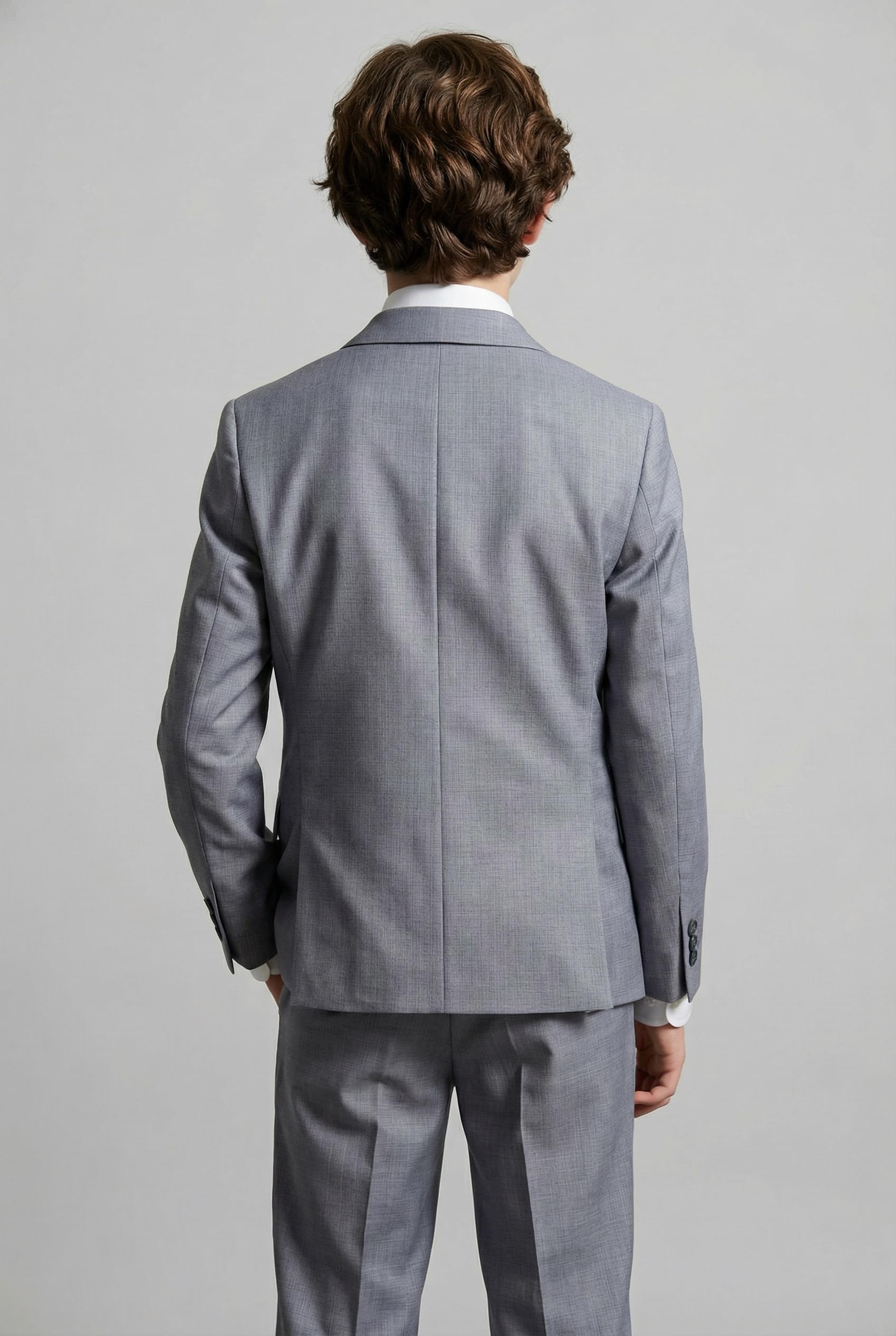 Traje Formal Texturizado de 6 Piezas para niños, Corte Ajustado, para pajes, Bodas, comuniones Autocomprobación Gris, Tamaño 9 Años