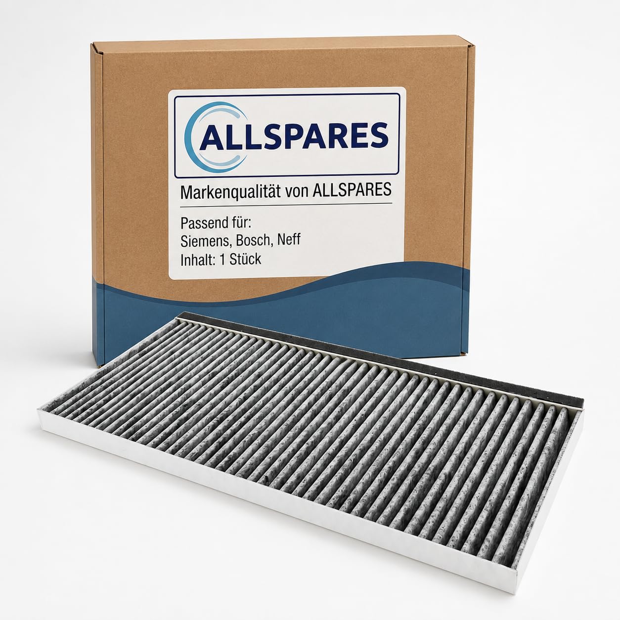 2x AllSpares CleanAir Aktivkohlefilter geeignet Siemens 9001028224, FC60, 9001588129 | Bosch DSZ4545, DSZ4551 | Neff D46BR12X0, 11025805, 11008080, 17006837 für Dunstabzugshauben | 455x203x23 mm