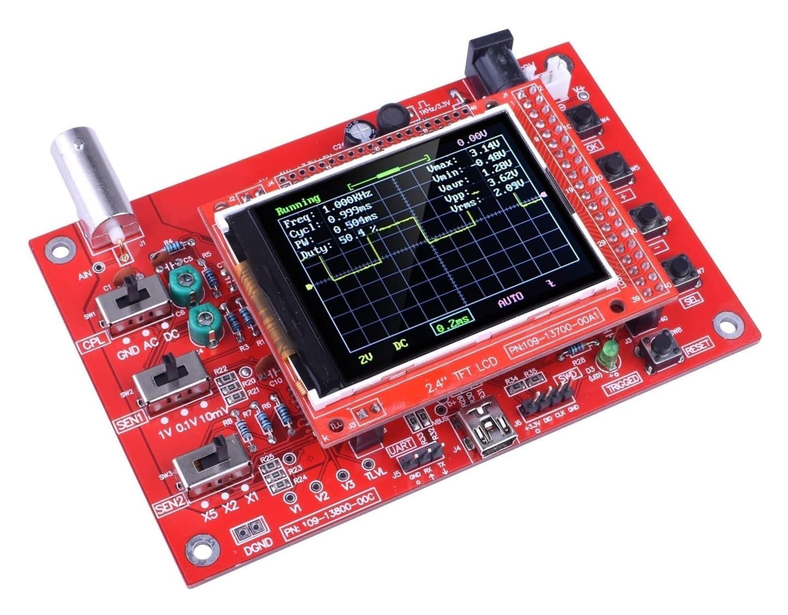 Digitaloszilloskop-Kit, 2,4 TFT Pocket Digital Oszilloskop Kit DIY Ersatzteile E-Learning Kit 1 m/s Spannung, Strom, Kondensator, Widerstand