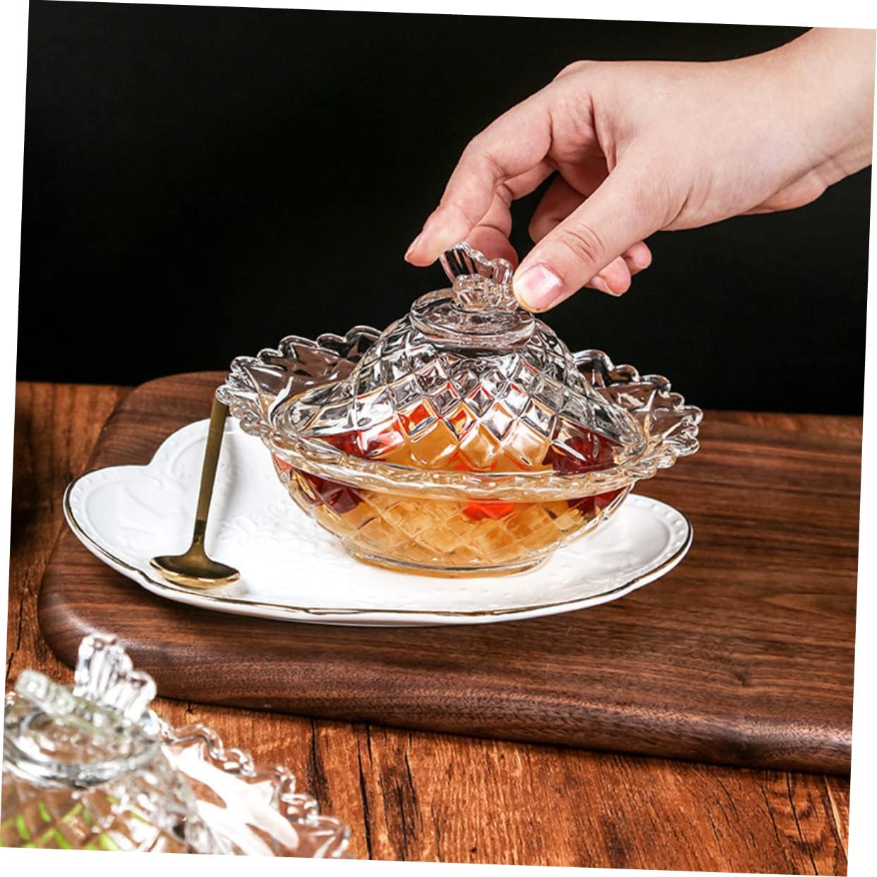 SHOWERORO Glass Dessert Serving Bowl Lid Elegant Snack and Fruit Storage Bowl for Home Use for Soups Rice Salads and More for Parties and Gatherings