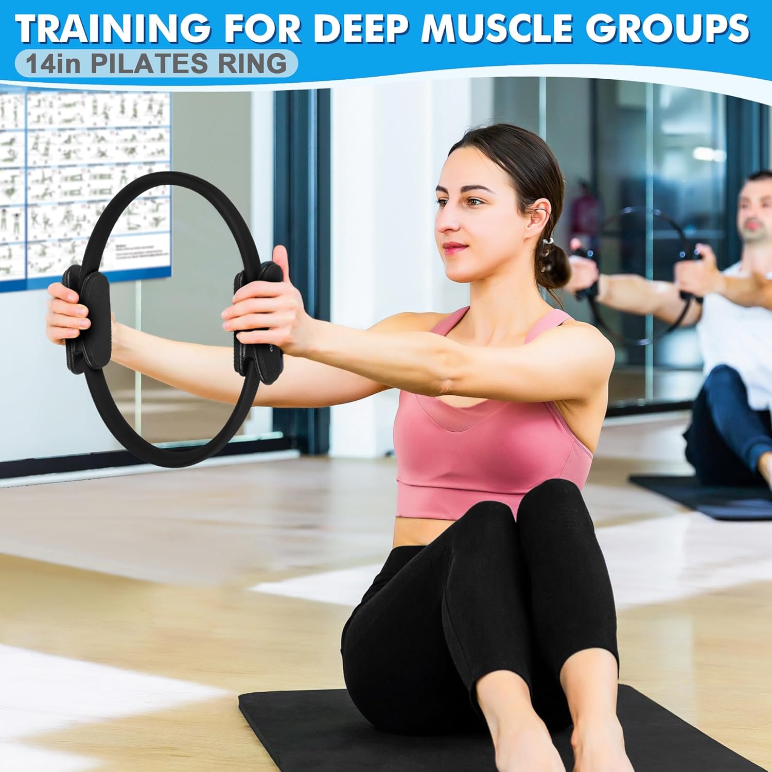 Goocrun Pilates Ring Set Exercise Equipment, with Exercise Resistance Bands Set, Pilates Ball, Sliding Disks. Portable Home Gym - with Fitness Guide Poster