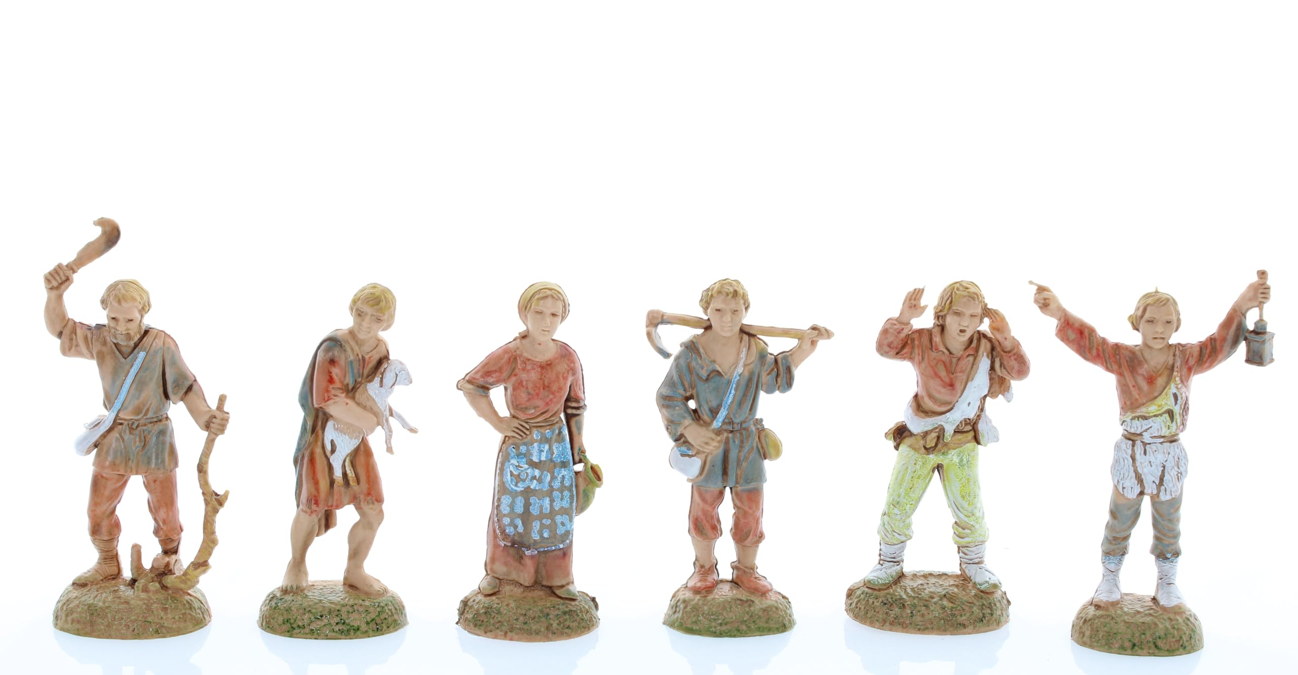 Moranduzzo Gruppo Pastori 24 Personaggi per Presepe da 6 cm – MINI 6 – Scala 1:32 – Statuine Indistruttibili Rifinite a Mano, Scultore M. Landi, Made in Italy