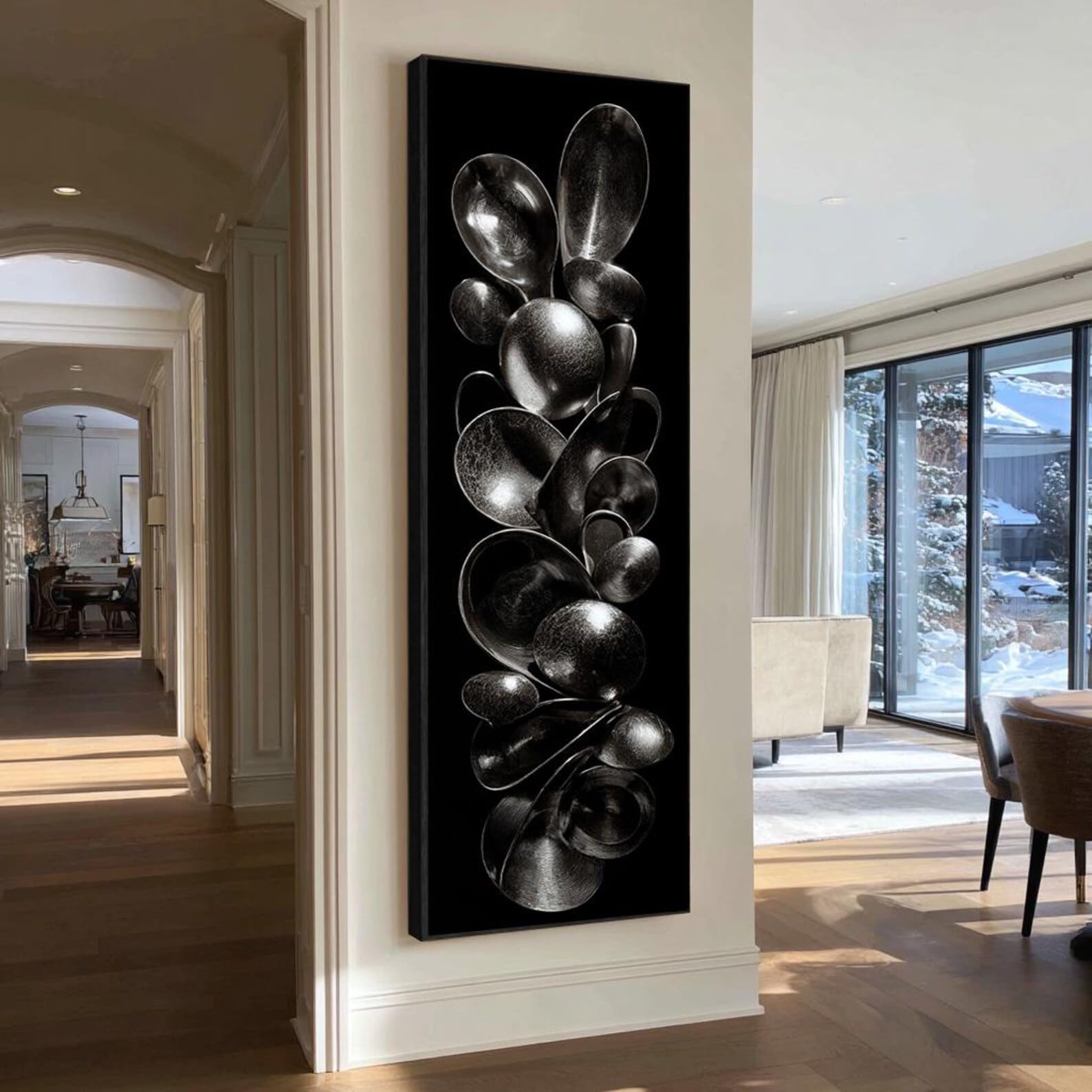XBTYKPB Vertical Black Canvas Art, Abstract Prints, Contemporary Decor, Tall Narrow Boho Scene,Painting Decor Canvas Wall Art(60x180cm/Inner Frame)
