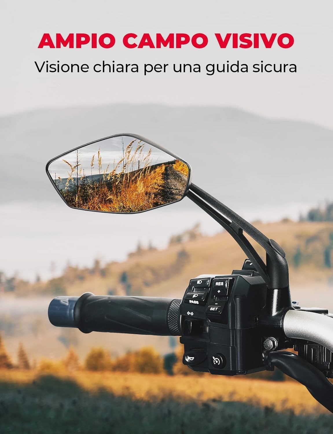 KEMIMOTO Specchietti Moto Universali M8 e M10, Specchietto Retrovisore Moto con Staffa, Specchi Retrovisore Laterale Compatibile con MT07, MT09