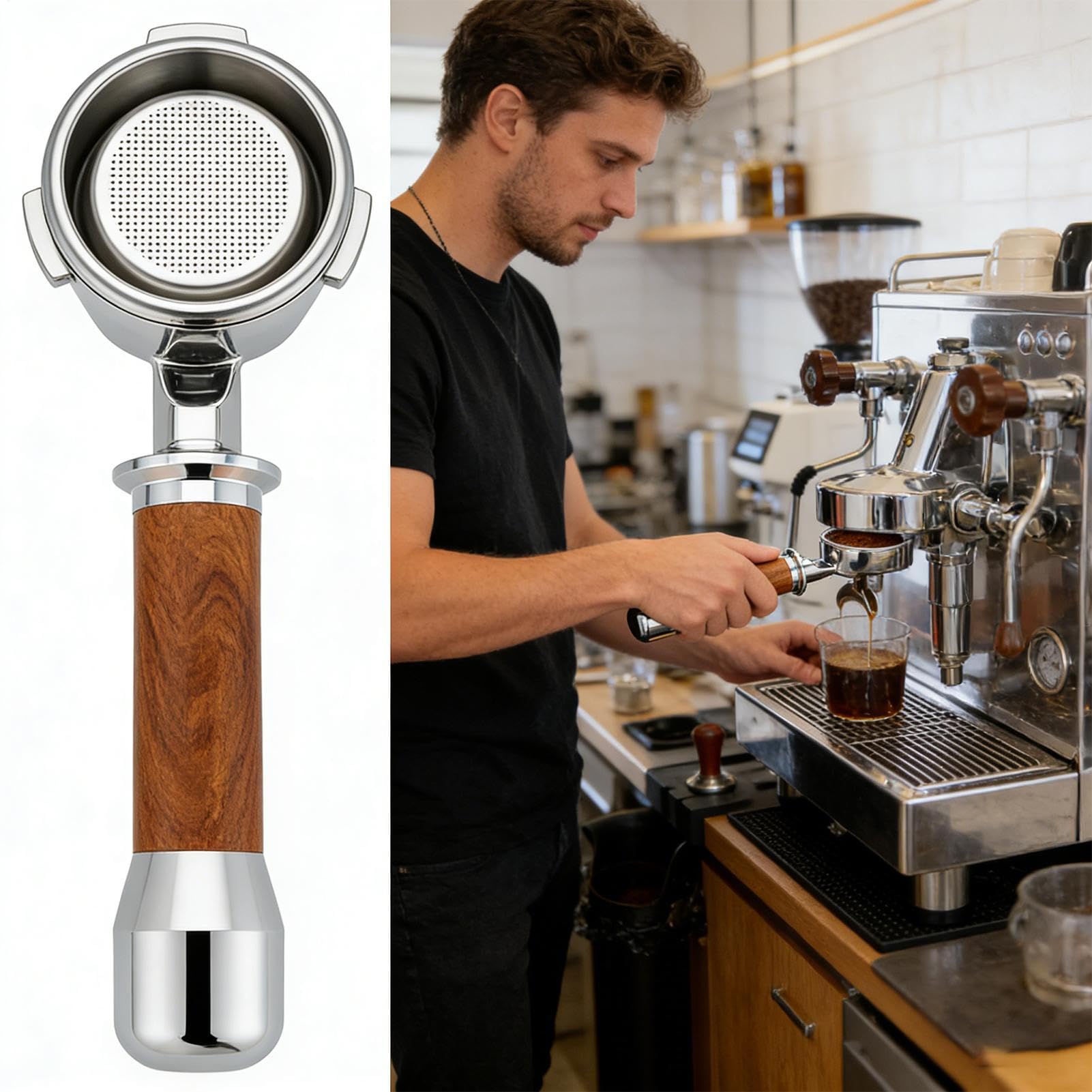 Portafiltro para Café Componentes Y Partes Para Portafiltro De Café Sin | Mango de Recambio para Espresso Para Hogar Cafetería Bar Comercial Cocina Oficina Encimera Sala De Estar
