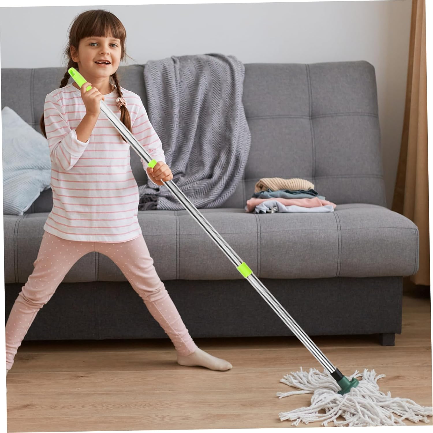 FOMIYES 4sets Section Mop Handle Replacement for Mop Broom Easy to Adjust Plastic Stainless Steel