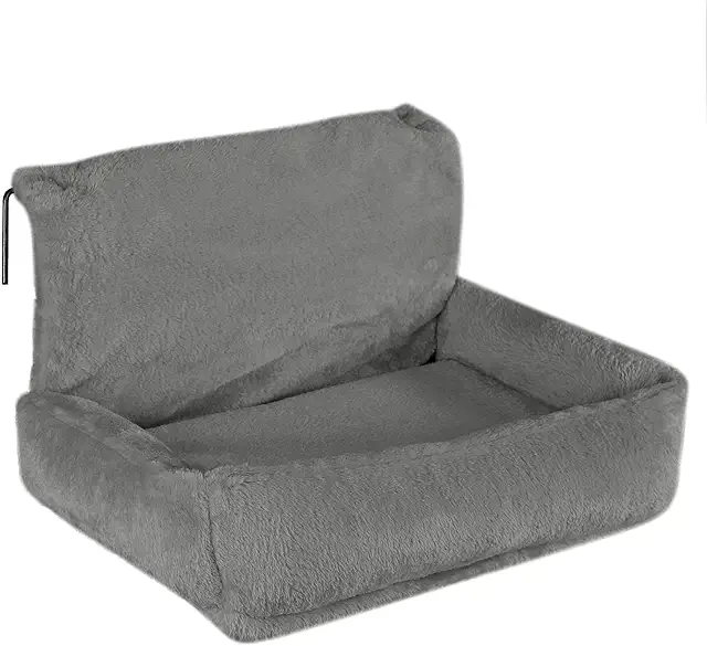 Hamac chat radiateur chauffant avec peluche douillet lavable, gris foncé - Lionto