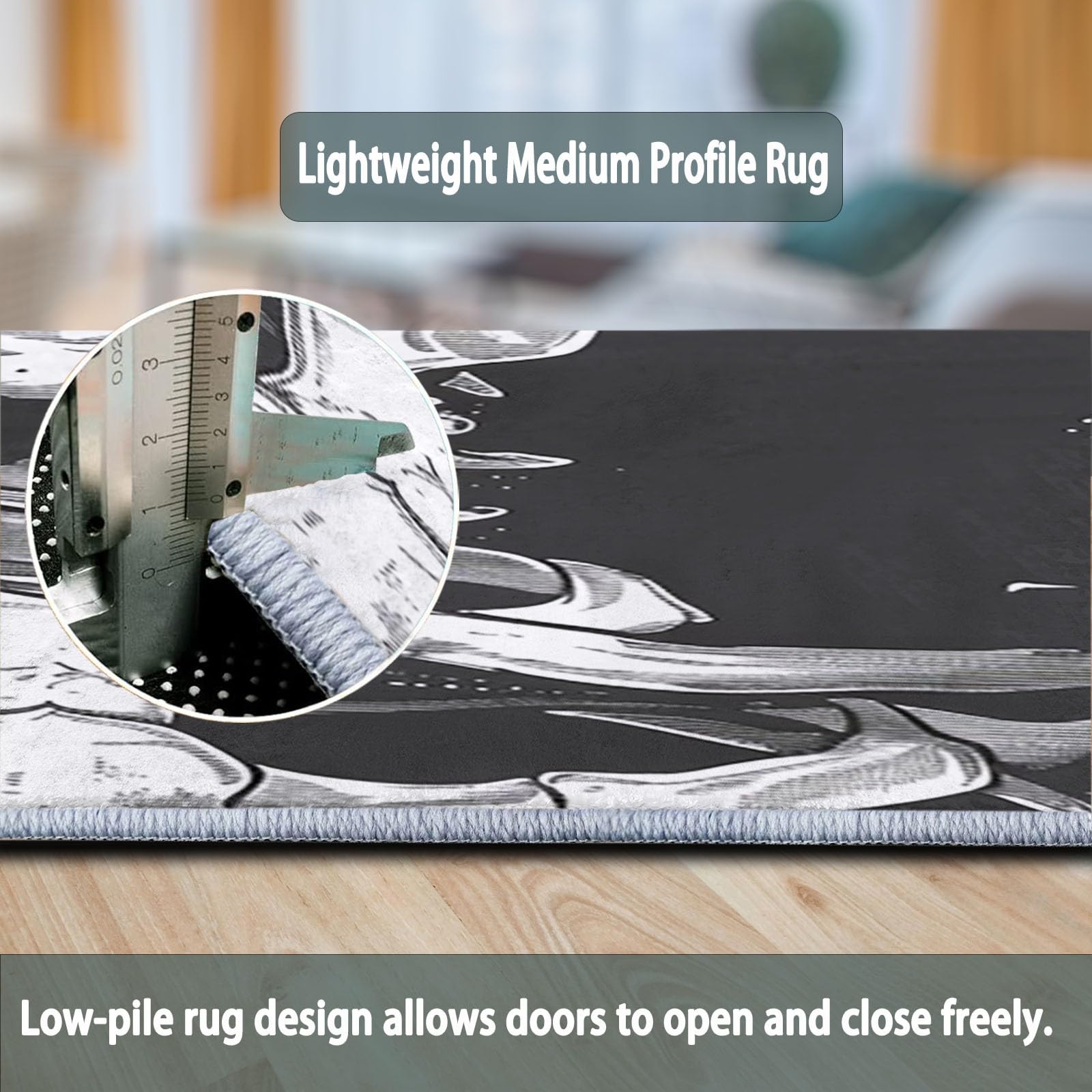Generico Halloween Resti Di Teschi A Tema Area Tappeti per Soggiorno, Tappeto Morbido Sala da pranzo Camera da letto Home Decor Tappeto Teschio Carino, Tappeto Antiscivolo e Lavabile 80x150cm
