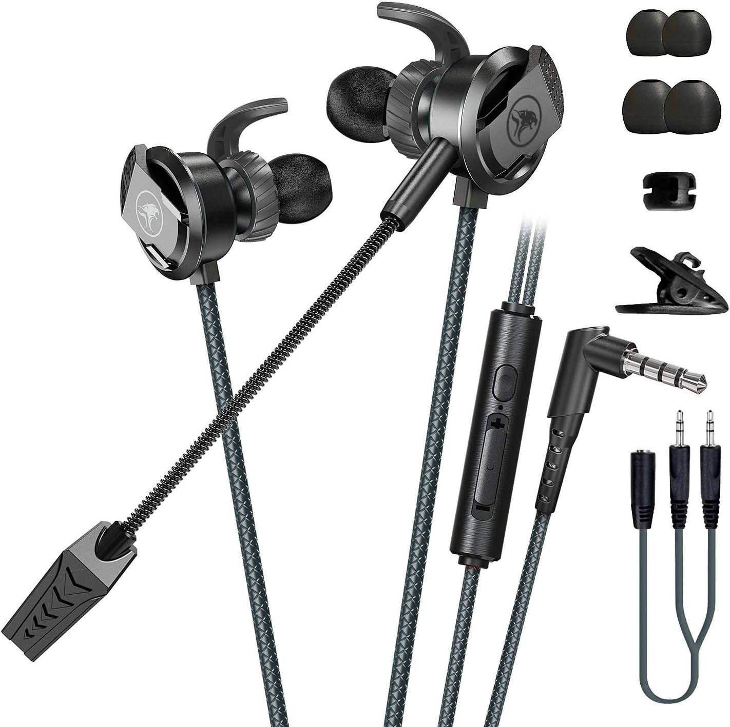 BlueFire 3.5 MM Gaming Headphone Wired Gaming Earphone Noise Cancelling Stereo Bass E-Sport Earphone with Adjustable Mic for PS4, Xbox One, Laptop, Cellphone, PC (Black)