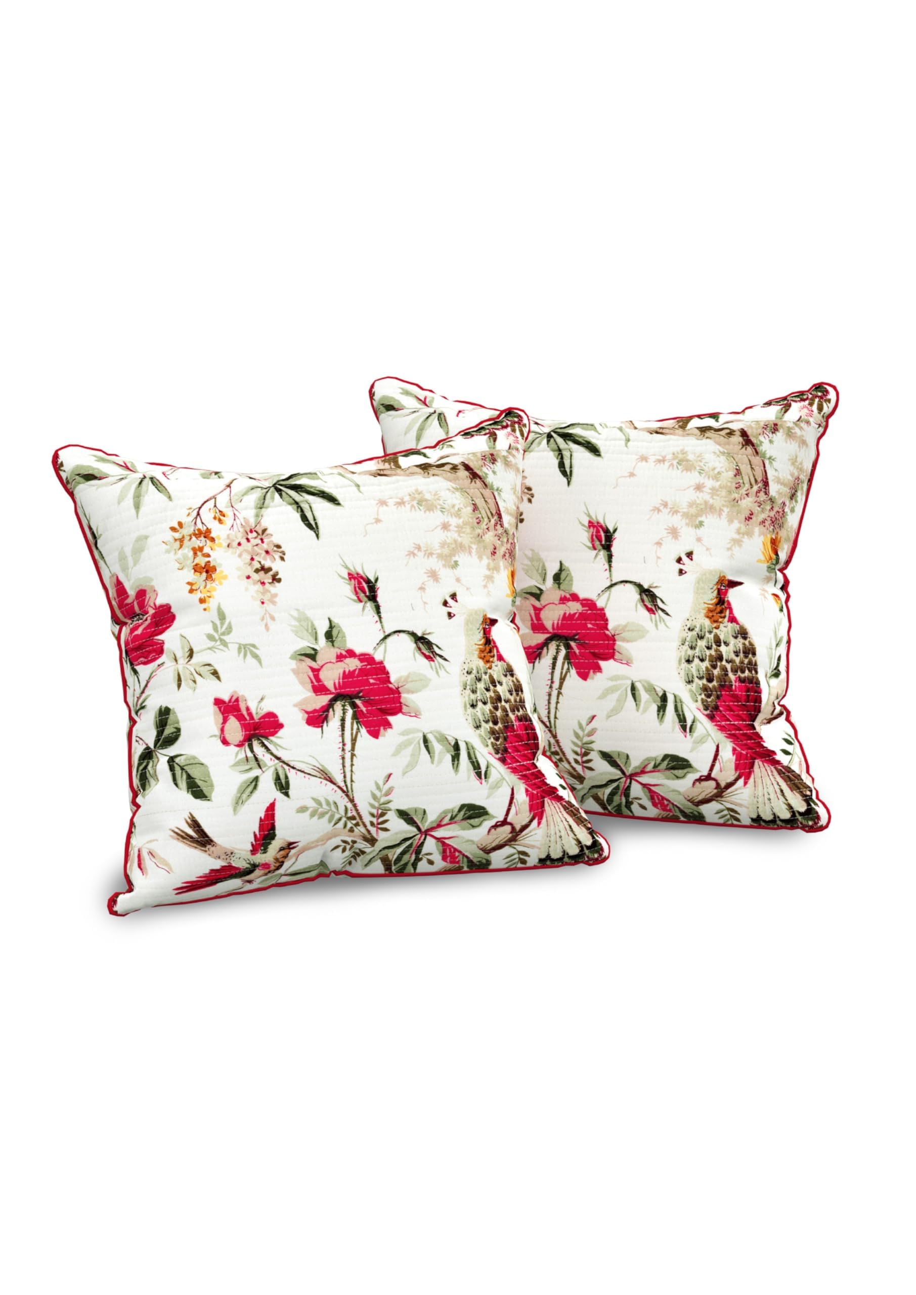 Yda fashion Elegant 3-Layer Cotton Cushion Covers – Pack of 2 (18 * 18) White & Red (No Compromise with Color and Quality)