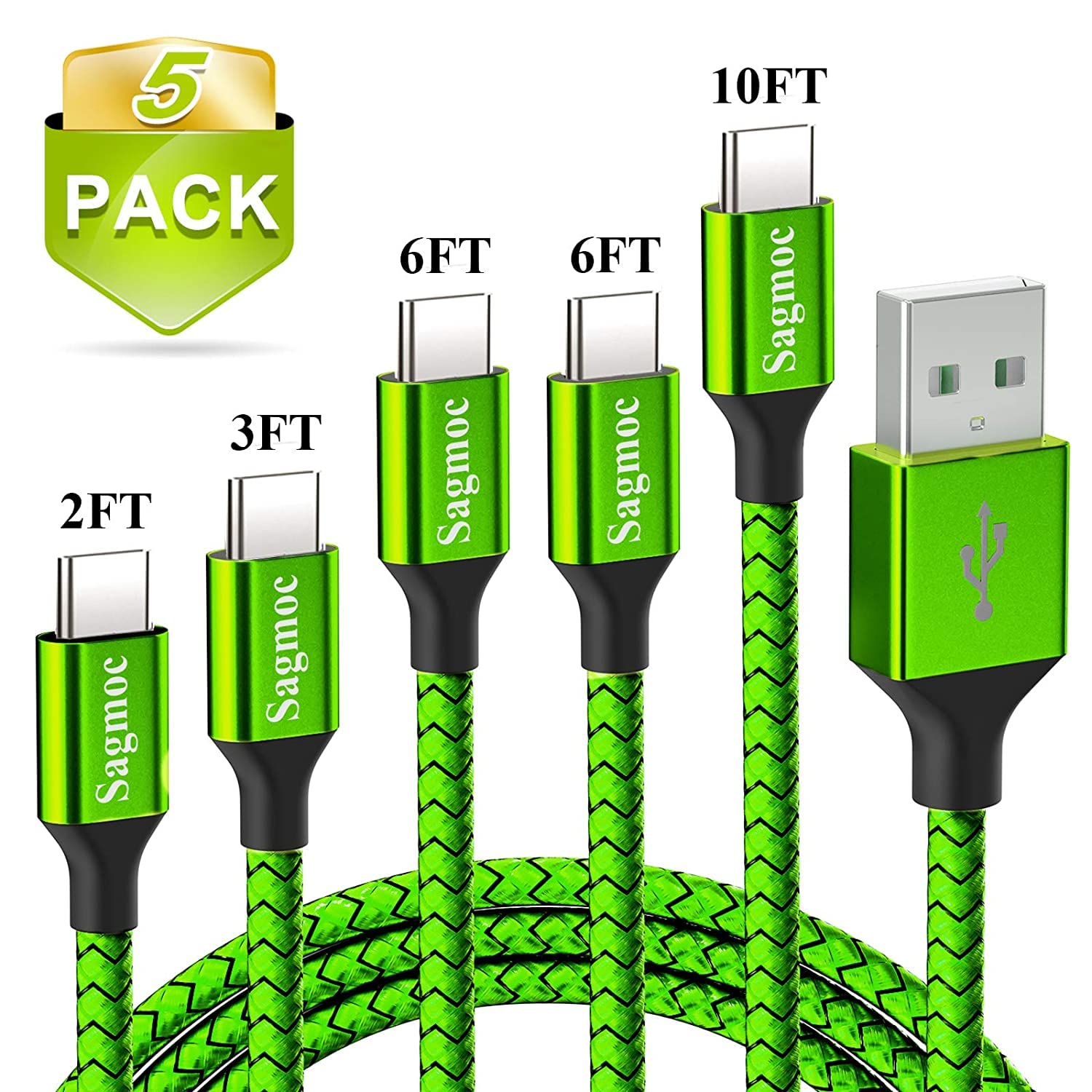 Amazon.com: Type C Charger Cord Lime Green - Sagmoc Premium Shiny