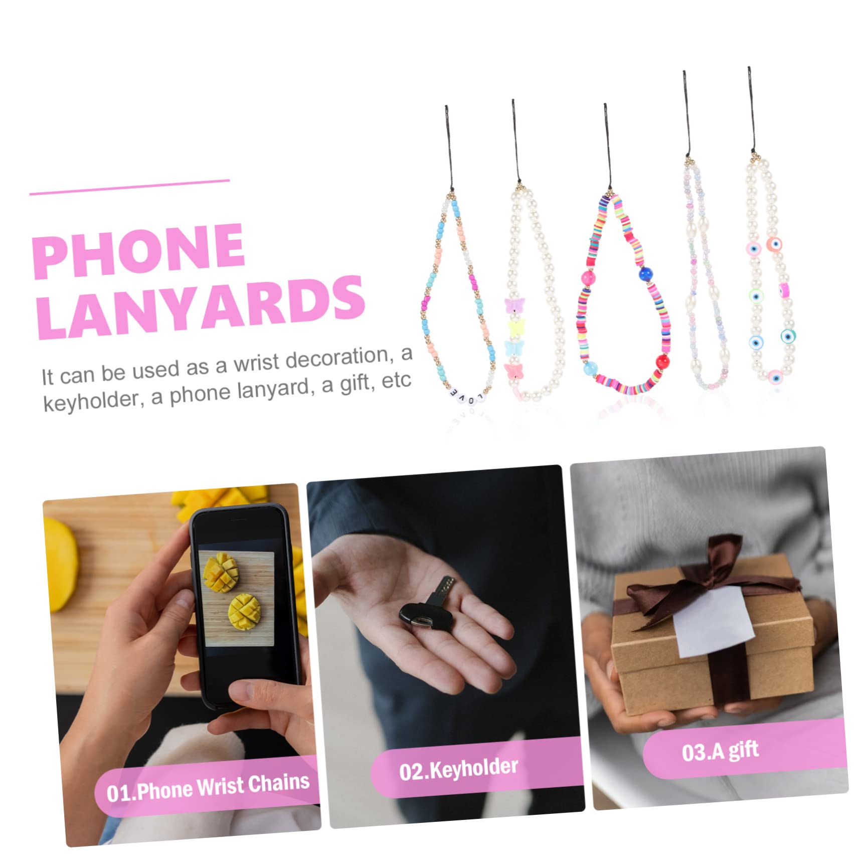 Housoutil Correas Para Teléfonos Móviles Colgante Tamishome Encantos Respiradero Acollador Decoración Pulseras De Teléfono Con Cuentas Cordones De Teléfono Con Cuentas