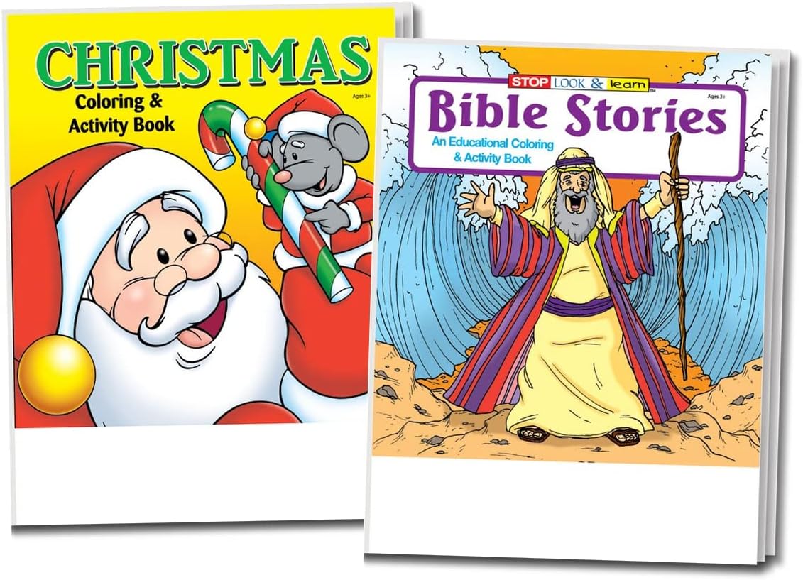 ZOCO – 50 Pack: Bible Stories & Christmas Kids Christian Coloring Books – OCC Operation Christmas Child Shoebox Bulk Items – Sunday School & Church Gifts for Children
