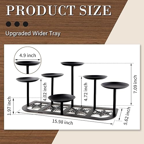 Miniatura 2 de Portavelas de chimenea de metal negro mate con 6 soportes de velas, decoración de manto para velas sin llama o de cera, mesa de piso, centro de