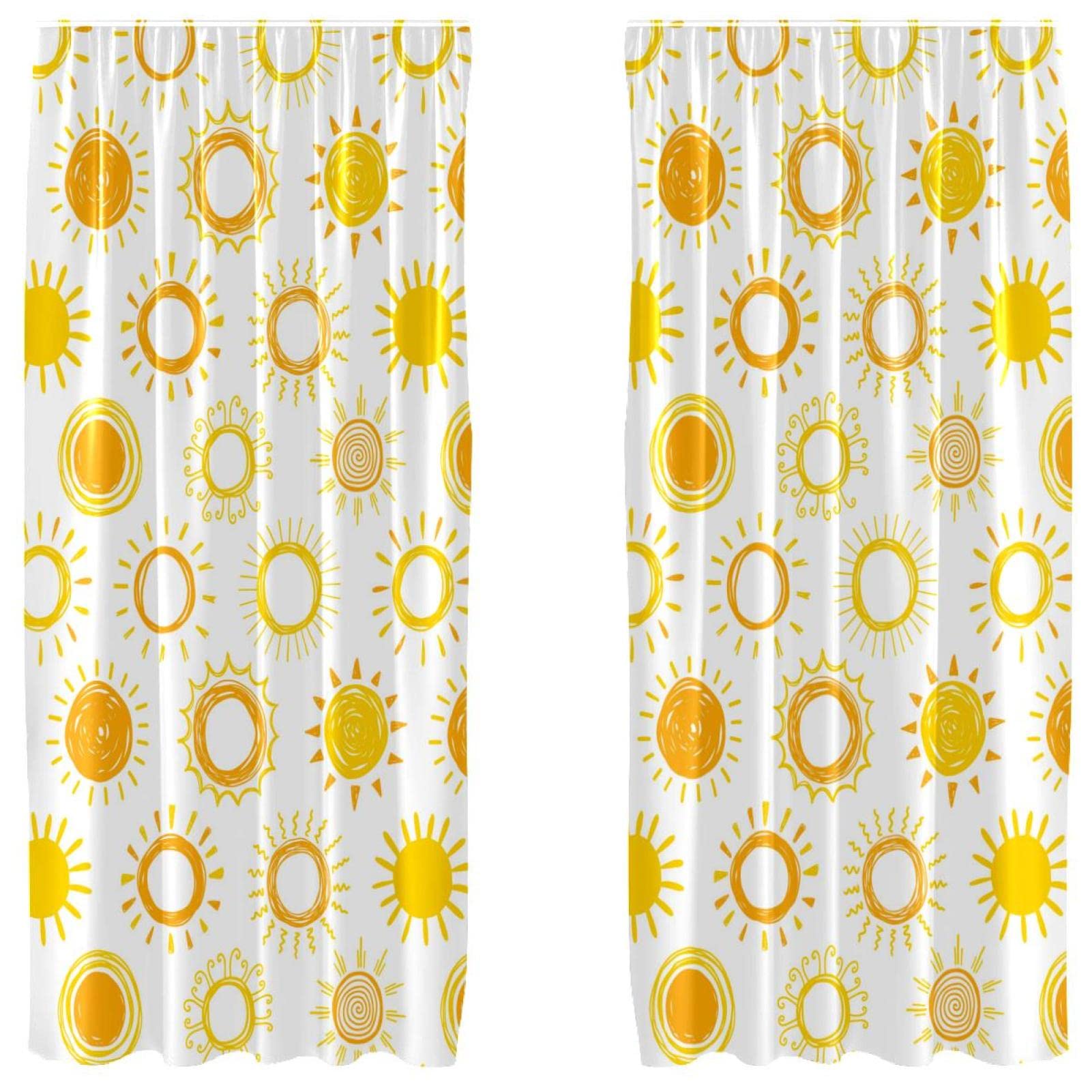 Cortinas de sol amarillo de 55x84 pulgadas en pack de 2 paneles para salón