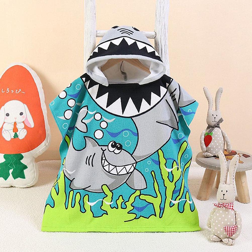 FANSU Enfants Serviette de Bain à Capuchon de Plage, Modèle de Dessin animé Peignoir de Bain Microfibre Natation Poncho Cape pour Filles et Garçon (60 * 80cm,A