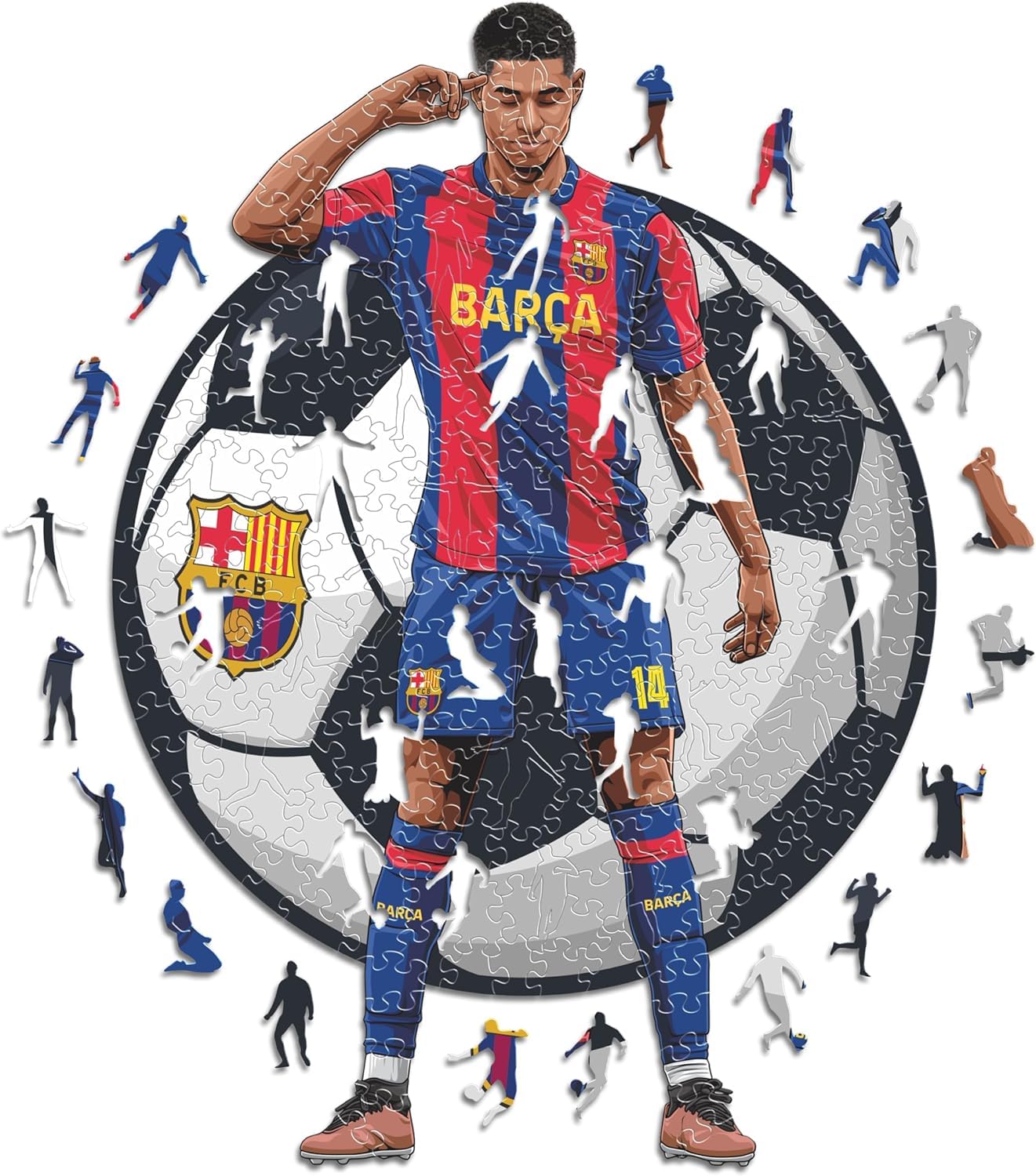 Iconic Puzzles, Barcelona, Marcus Rashford, Officially Licensed Wooden Puzzle, 100% Sustainable