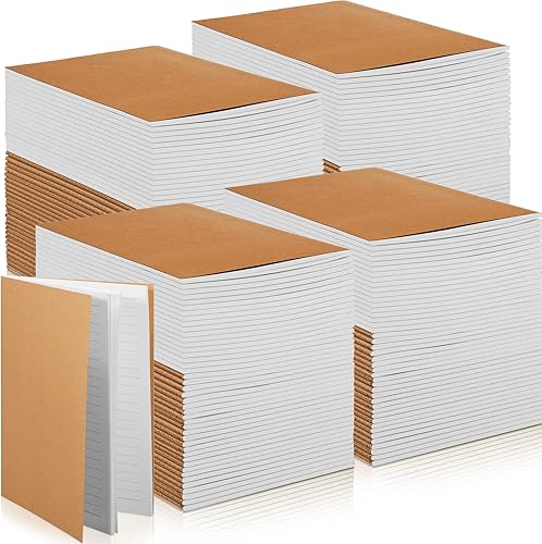 Fuutreo Paquete de 300 cuadernos de papel kraft tamaño A6 con forro pequeño, cuaderno de bolsillo a granel para niños, estudiantes, escuela,