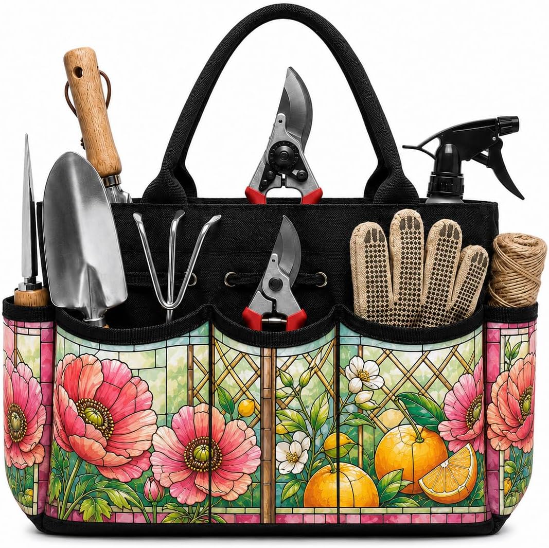 Poppy Citrus Art Garden Tool Bag Organizer for Porch in Summer