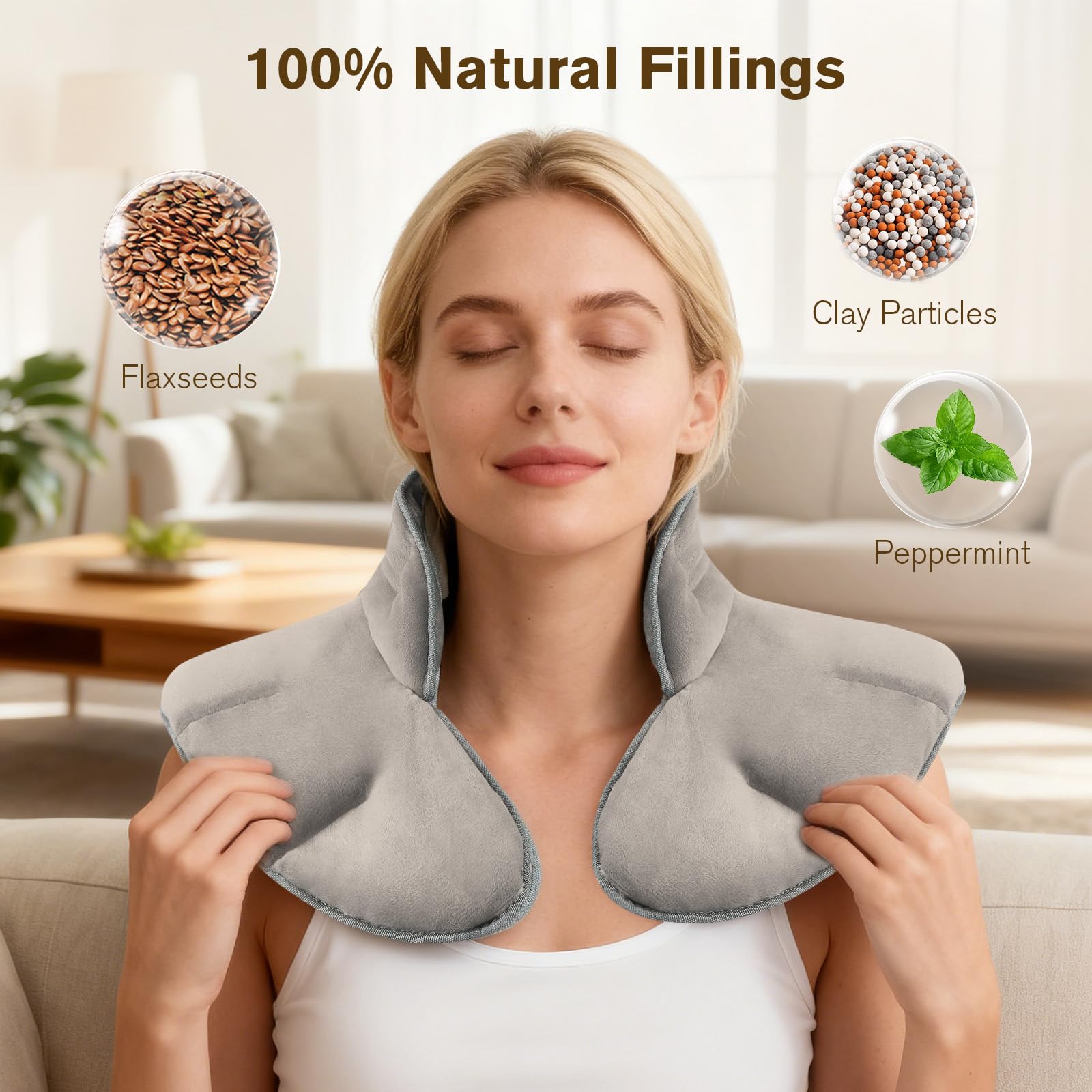 Coussin Chauffant Micro-ondes Cervical Gris Bouillotte Thermique Nuque