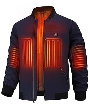 KTSSL Men's Heated Jacket with 12V Battery, Windproof Bomber
