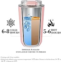 Vista 92 de Puraville Insulated Tumblers with Lid, 10 oz Travel Coffee Mug Stainless Steel Vacuum Cup, Leak Proof Reusable Double Walled Coffee Tumbler for Iced