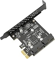 Vista 5 de Zunate Tarjeta PCIe a USB 3.2 GEN1, tarjeta de expansión frontal GEN1 USB3.2 de 5 Gbps, tarjeta de expansión PCI Express, tarjeta vertical