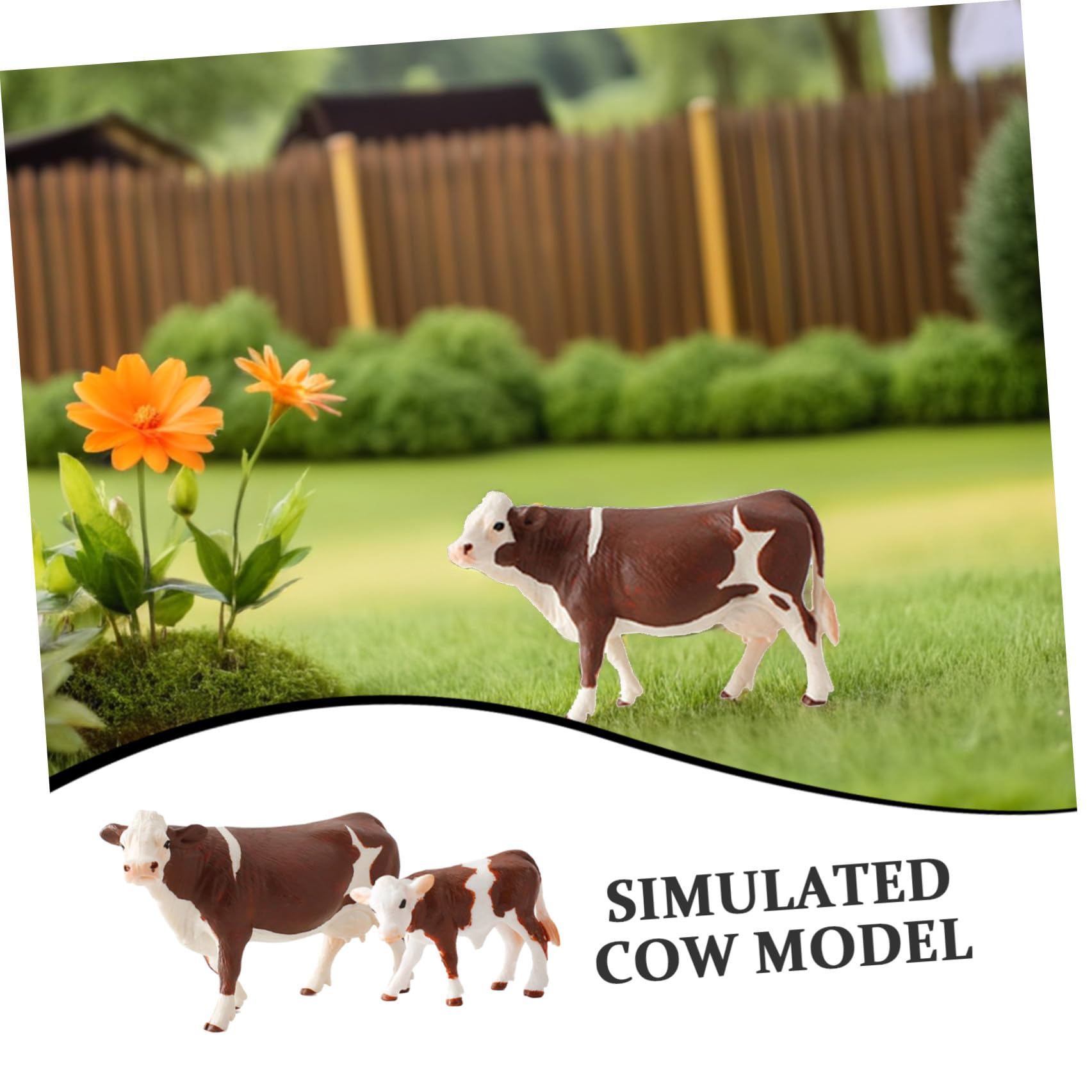 Hohopeti Juguete Modelo de Vaca Blanco 4 Piezas PVC Educativo para Niños
