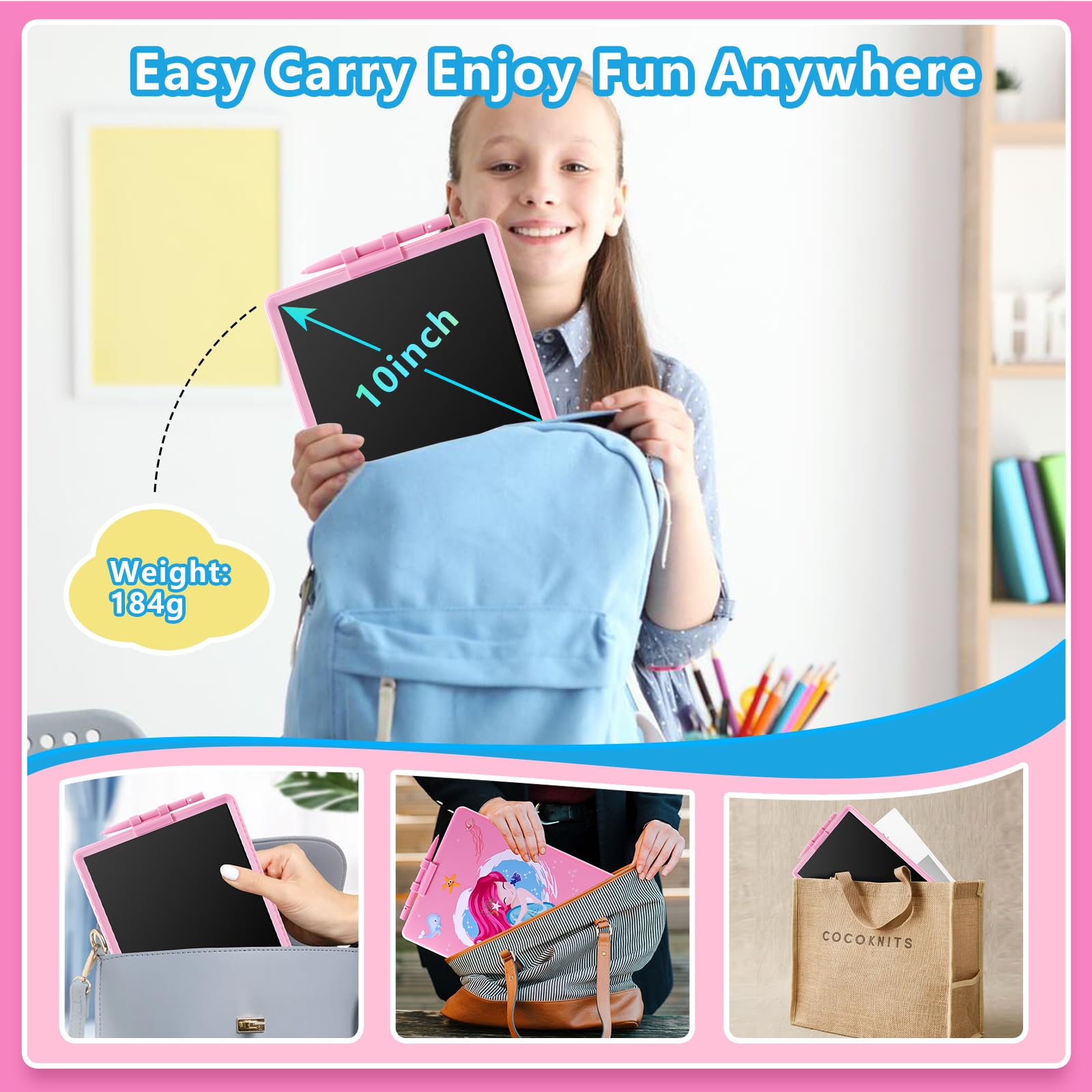 DYNASONIC Flamingo Kids Writing Tablet, 10 Inch LCD - View #12