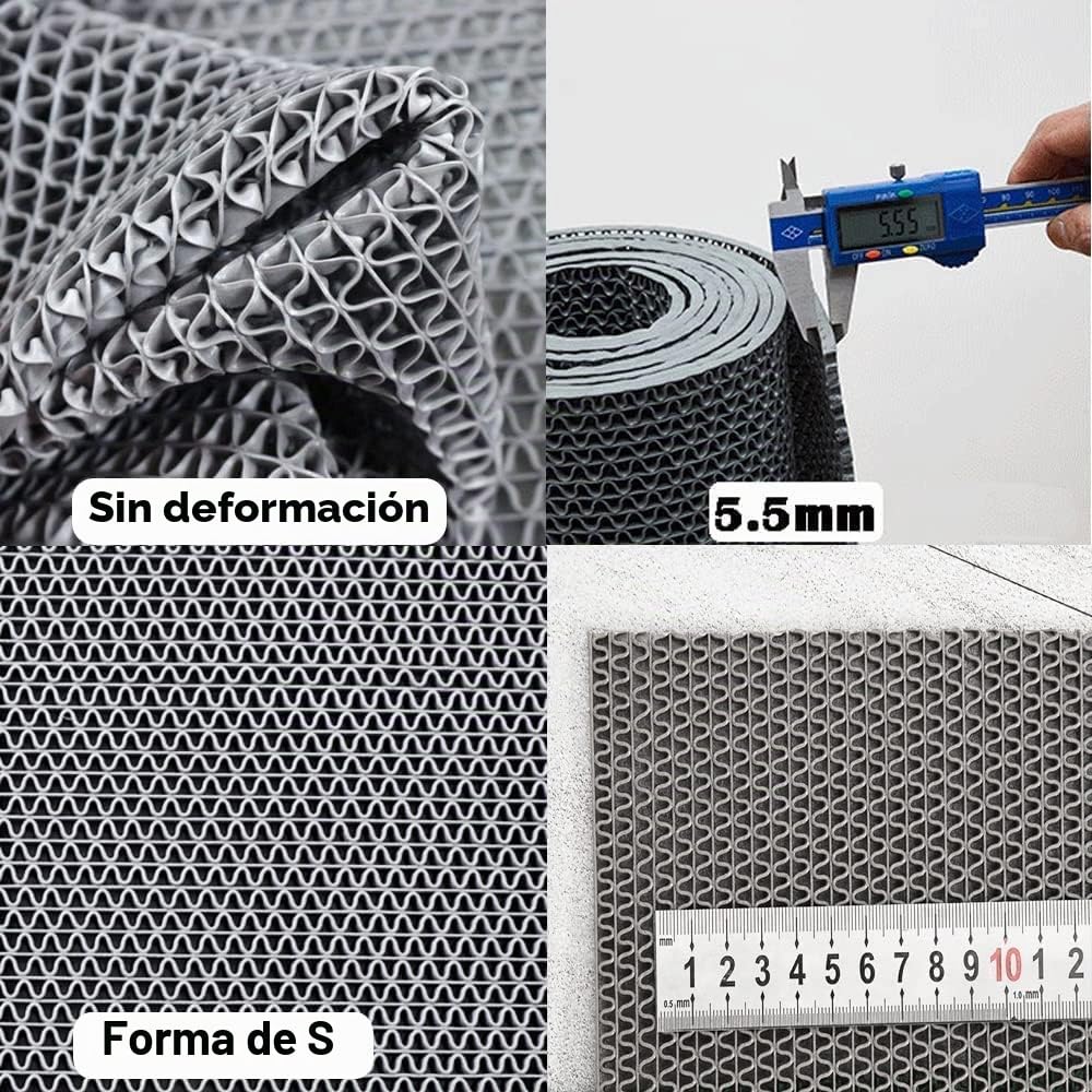 MYOYAY Alfombra antideslizante de drenaje de 300 x 90 cm, 5,5 mm de grosor, alfombra comercial impermeable en forma de S, antideslizante para puertas, de goma resistente para baño, hotel, cocina