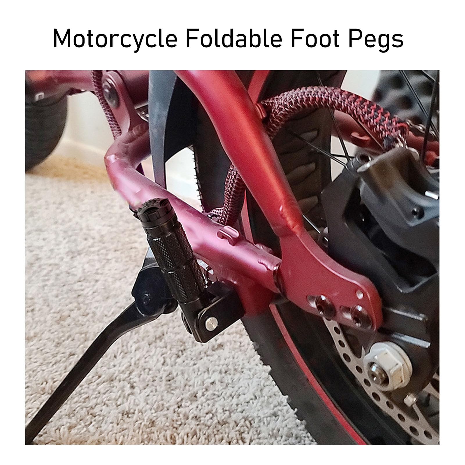 AMONIDA Pedane Universali per Moto M8 Lega di Alluminio Antiscivolo Pieghevoli, Design Antiscivolo per la Sicurezza dei Passeggeri, per Bici ATV UTV Go Kart (BLACK)