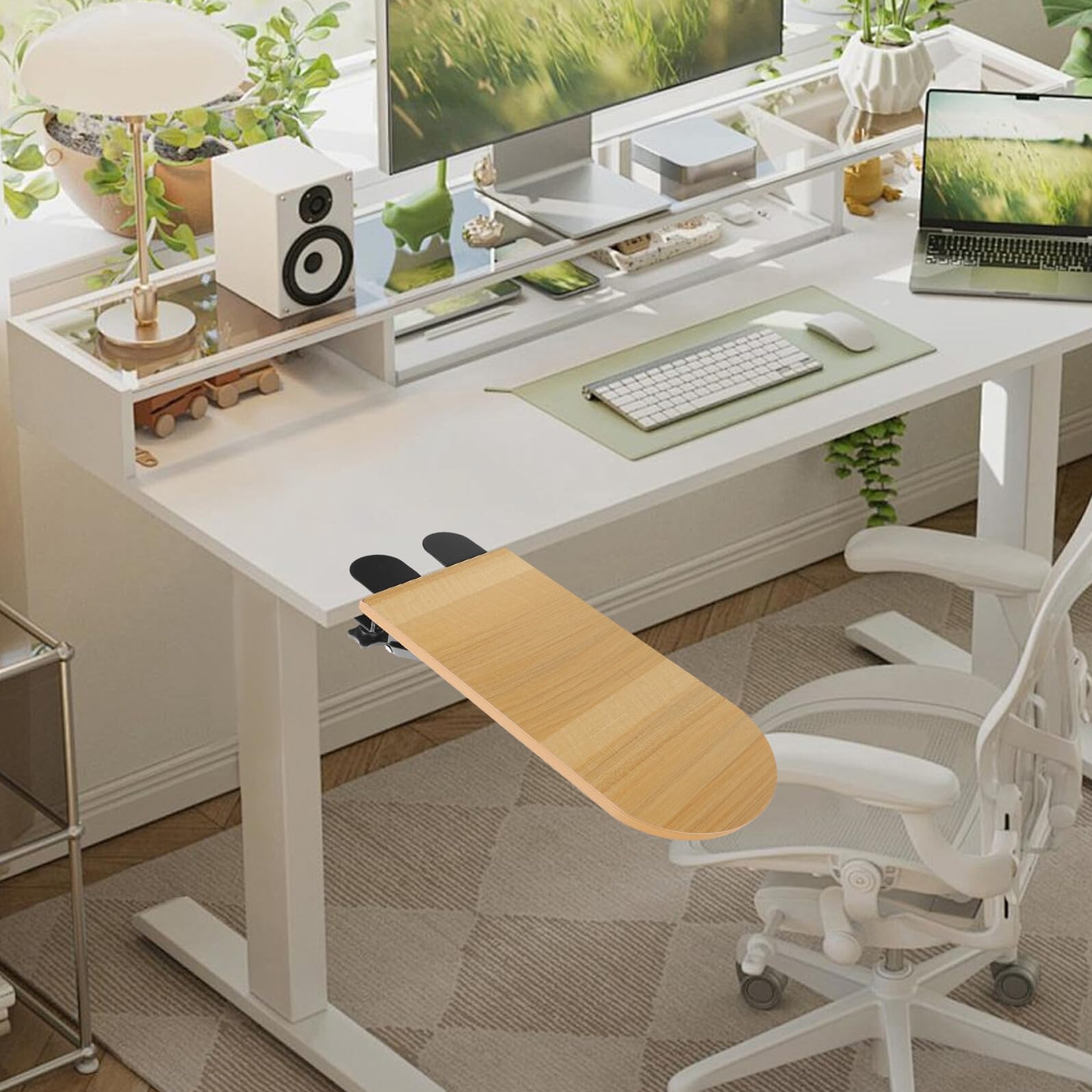 Homoyoyo Reposabrazos Ergonómico de Madera para Escritorio Almohadilla Cómoda para Apoyar los Brazos y Trabajo en Oficina