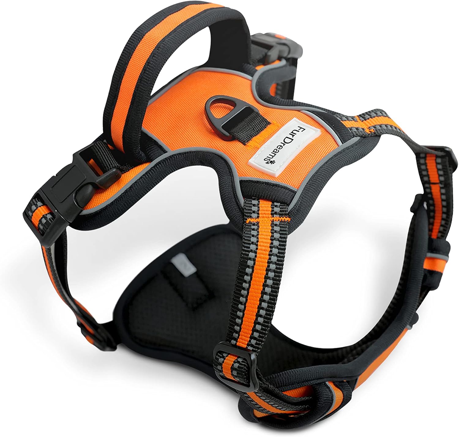FurDreams Dog Harness, Secure Padded Vest Harness, Comfortable Material with Reflective Strips, Non-Restrictive