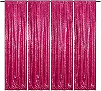 Vista 11 de Cortinas de fondo de lentejuelas negras con purpurina de 2 x 8 pies, 4 paneles para decoración de bodas, fiestas de cumpleaños, despedidas de Negro