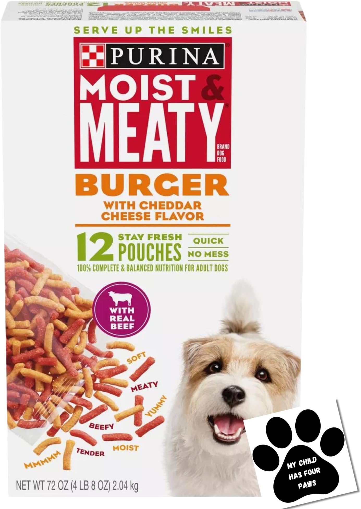 SupeRed Dog Food Moist and Meaty Burger with Cheddar Bundle Includes