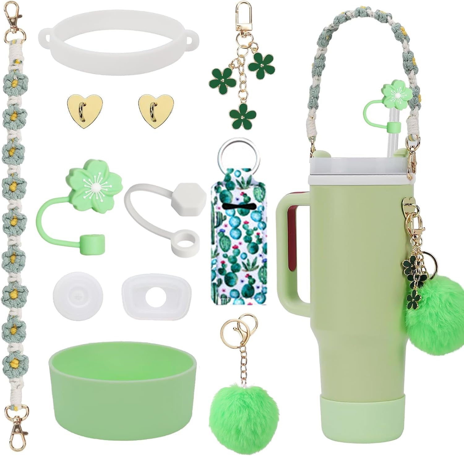 LIX-Porte-clés De Poignet En Silicone Bracelet à Pompon Perlé Fait à La Main Porte-clés Perles