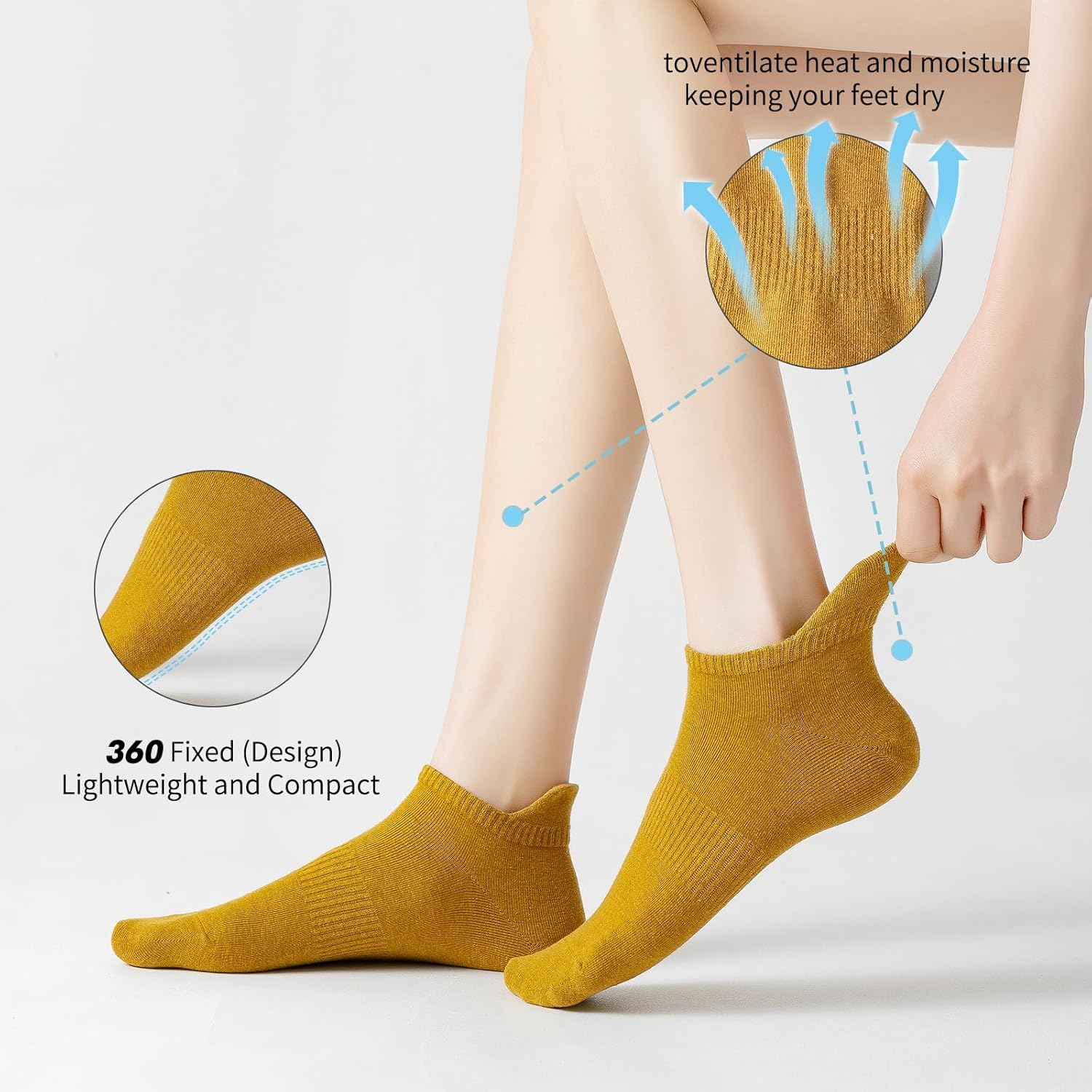 Ankle Socks Womens Athletic Running Low Cut Socks With Heel Tab 6 Pairs - Image 2