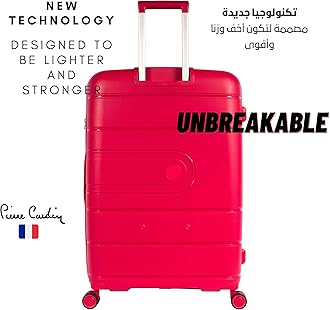Pierre Cardin UNBREAKABLE Luggage for travel TSA Approved 4 Double Wheels, Double Anti Thef Zipper Suitcase (Set of 4, Peach)