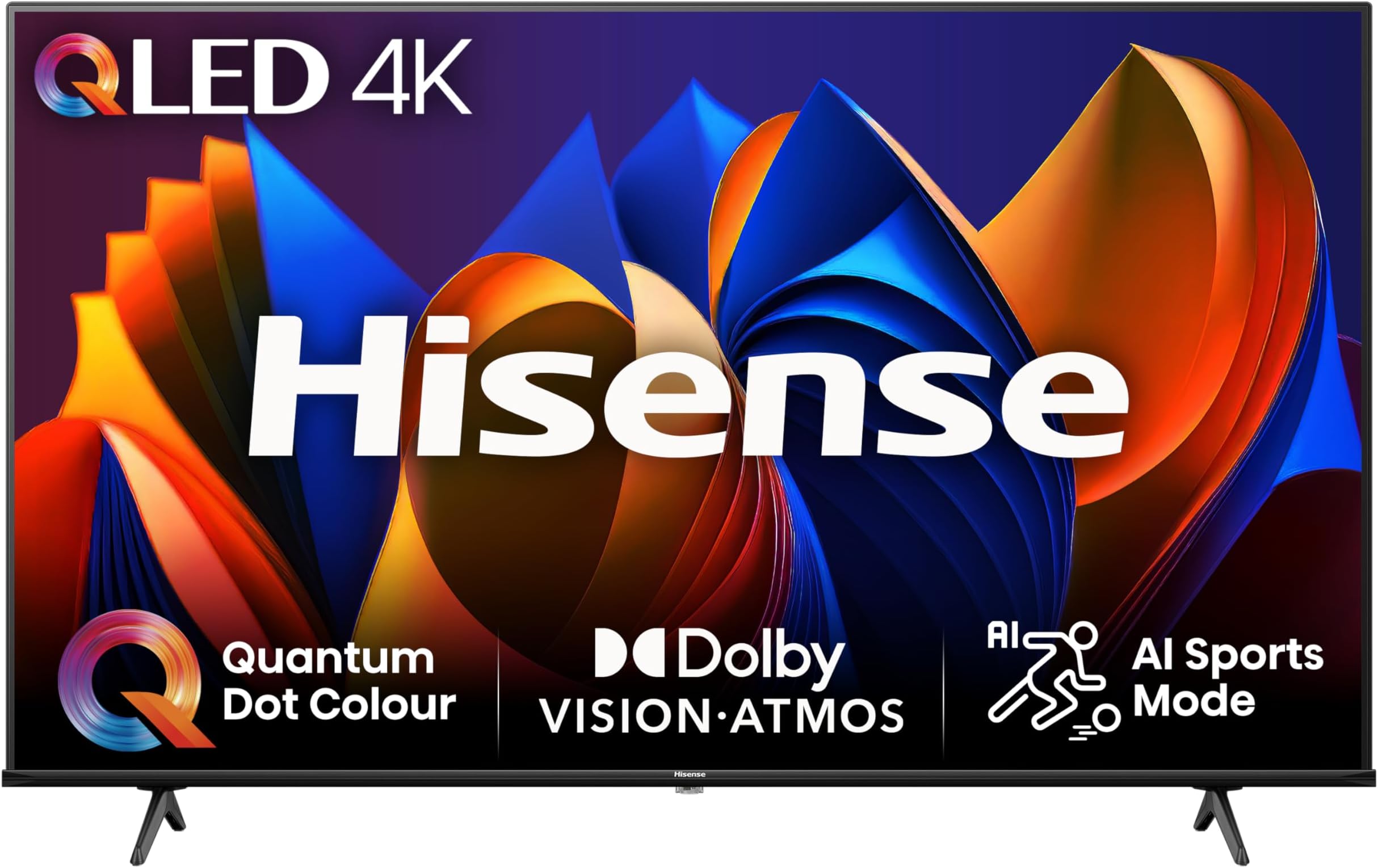 43 Inch 4K QLED Smart TV 43E77NQTUK - Quantum Dot Colour, 4K AI Processor, Dolby Vision Atmos, Smooth Motion, Sports Mode, Vidaa OS with Freely, Youtube, Netflix and Disney+ (2024 Model)