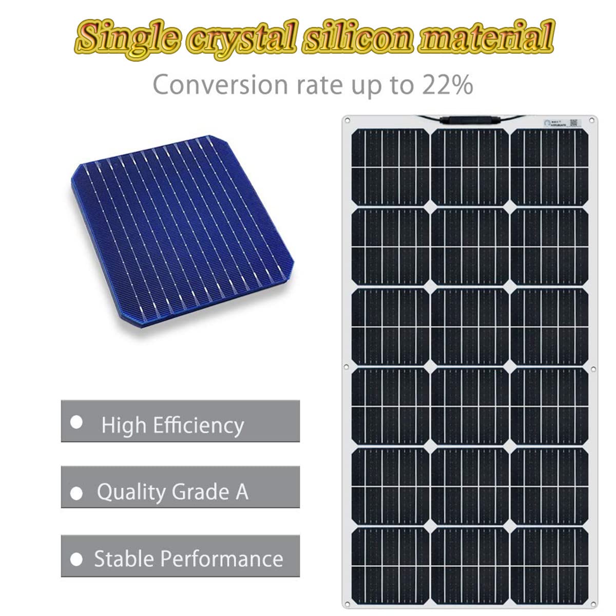 200 Watt 18 Volt Pannello Solare Modulo fotovoltaico Flessibile con regolatore per Camper, roulotte, Camper, Barche, tetti, superfici Irregolari