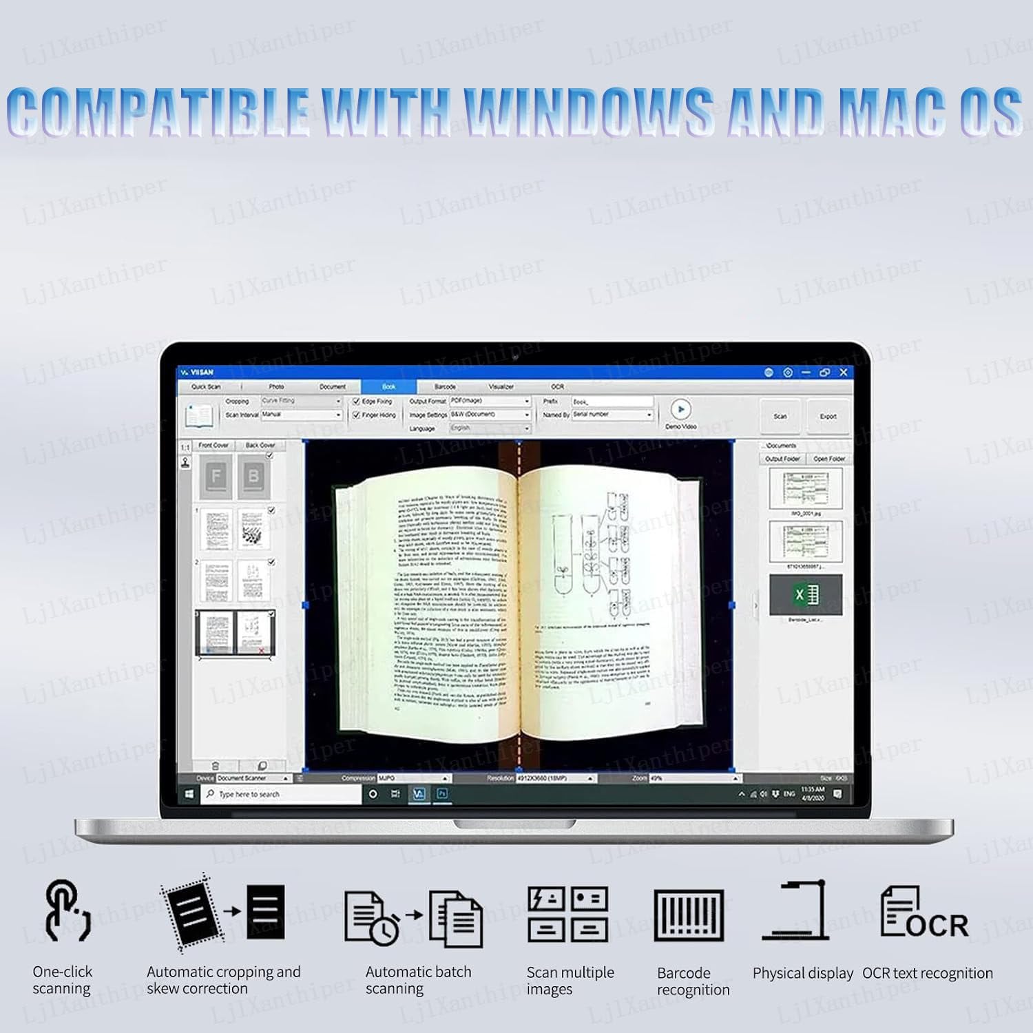 Escáner De Libros,13mp Escáner De Documentos A3 con Software Ocr para Macos Y Windows,Tecnología De Aplanamiento Automático,Alta Resolución,para Escaneo Personal Y Oficina