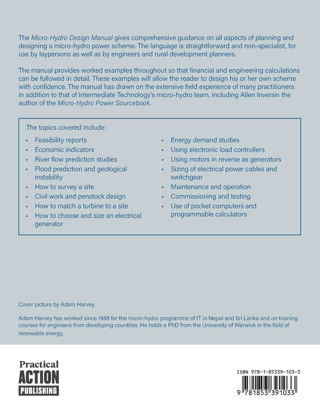 Micro-Hydro Design Manual: A guide to small-scale water power schemes