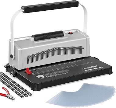 Spiral Coil Binding Machine with Electric Coil Inserter, Home School Gray