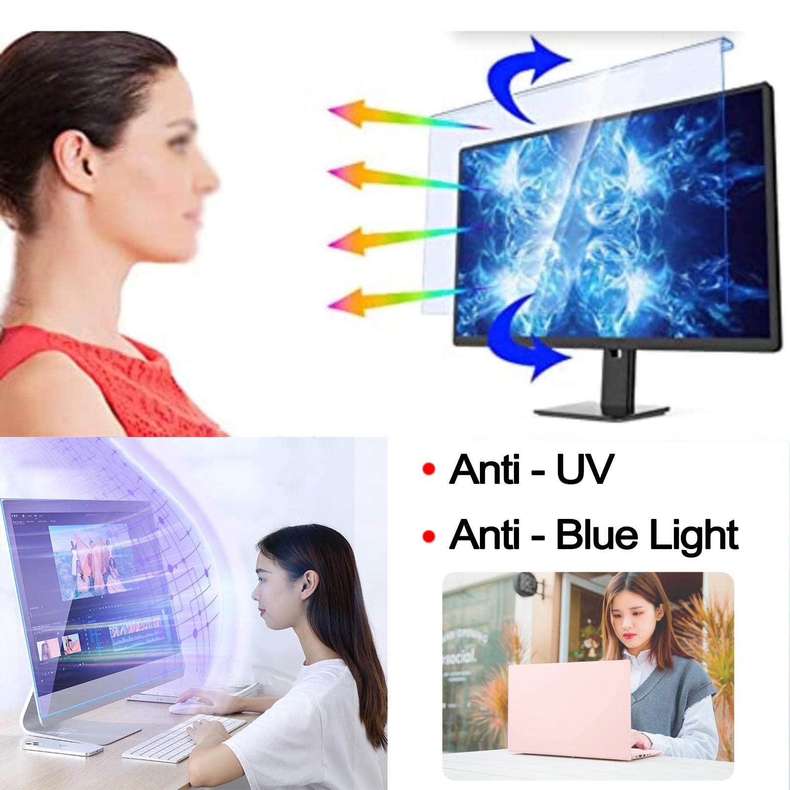 Pellicola Protettiva per Schermo Anti-Luce Blu per Laptop, Filtro Anti-UV Dannoso per La Protezione degli Occhi, Pellicola Protettiva per Schermo con Attacco A Sospension,Diagonal-12in/30.5cm