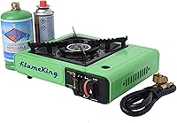 Vista 1 de Flame King Dual Fuel Butane & Propane Gas Camping Stove with Single Burner, Portable and Great for Outdoor Cooking, Backpacking