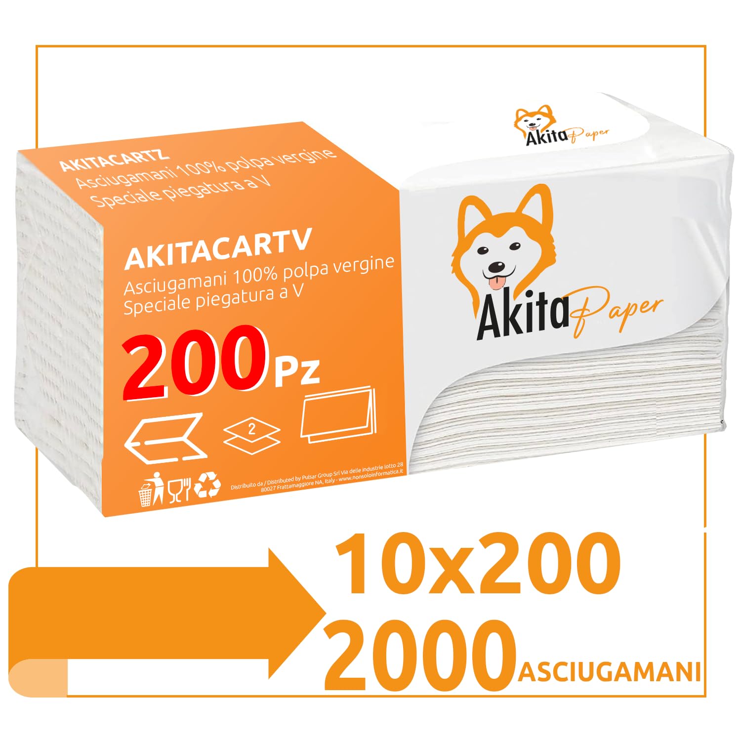 Asciugamani Monouso AkitaINK 2000 Pezzi - Carta 2 Veli 24x24 Cm Made In Italy - Foto 3