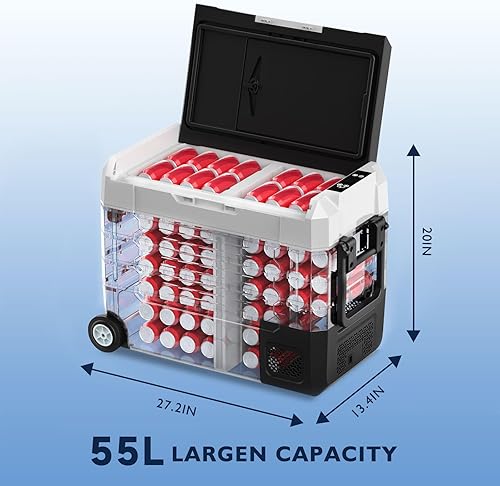 Miniatura 3 de SHAREWIN Refrigerador de 12 voltios, enfriador eléctrico de 58 cuartos (55 L) 1224 V CC y 110-240 V CA refrigerador para automóvil (-8   68 ) con