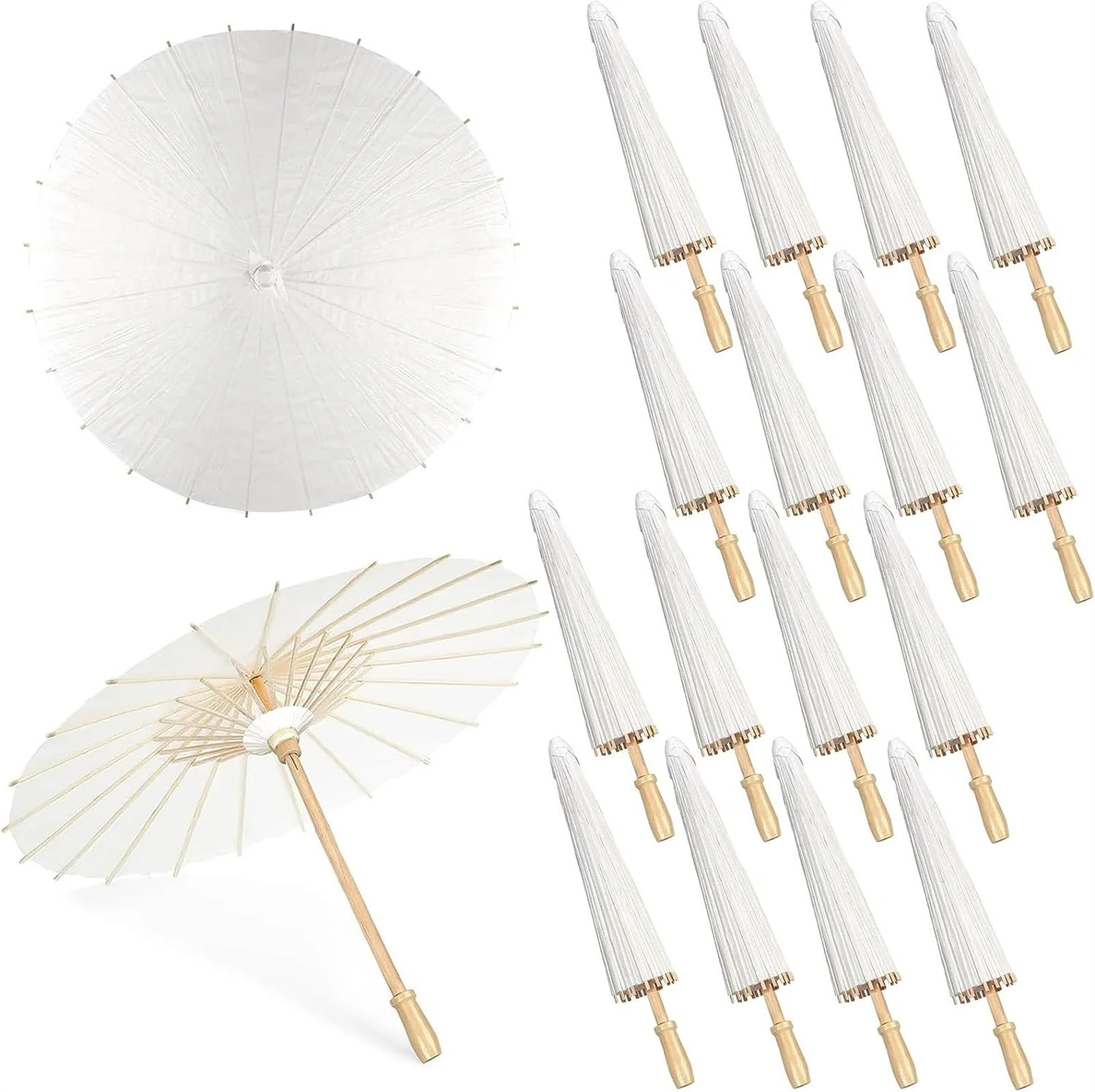 Hochzeit Papier Regenschirm 10/30/40PCS Sonnenschirm Regenschirme Hochzeit Foto Cosplay Prop 80cm Papier Regenschirm Weiß DIY Regenschirm Braut Baby Shower Party Strand für Party Decor(84cm 40PCS)