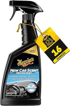 Meguiars New Car Scent Protectant Spray, Car Interior Protectant Cleaner for Vinyl, Rubber, and Plastic, Offers UV Protection and Leaves a Rich, Satin Shine and a Pleasant New Car Smell, 16 Oz