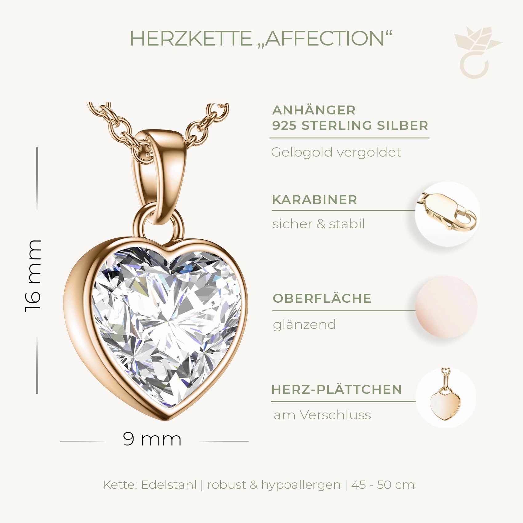 Amoonìc Herzkette Silber 925 / Gold vergoldet I Halskette Damen verstellbar 45-50cm mit Herzanhänger | Kette Damen mit Herz I Echt Silberkette mit Stein Frauen Schmuck Geschenk für Sie Mama Freundin